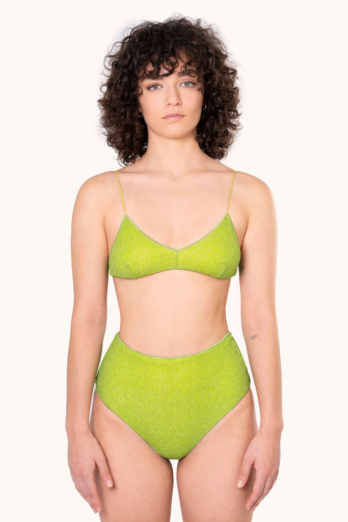 Oseree High Waisted Bikini Lumiere Green Lurex