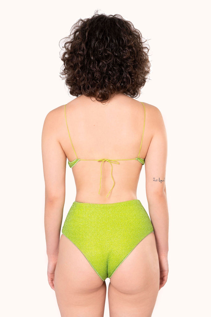 Oseree High Waisted Bikini Lumiere Green Lurex